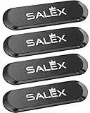 SALEX Flat Magnetic Phone Mounts 4 Pack. Black Cell Phone Holder for Car Dashboard, Wall, Truck. Universal Stick on iPad Wall Magnet Mount Kit for Tablets, Smartphones. Magnetic Phone Mount for iPhone