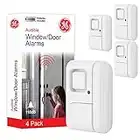 GE Personal Security Window and Door Alarm, 4 Pack, DIY Protection, Burglar Alert, Wireless, Chime/Alarm, Easy Installation, Home Security, Ideal for Home, Garage, Apartment and More, 45174,White