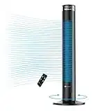 PureMate Tower Fan, 38-inch Oscillating Cooling Fan with Remote, 3 Fan Speeds, LED Display, 4 Operational Modes,12-H Timer, Portable 45W Quiet Standing Floor Bladeless Fan for Bedroom, Home & Office