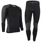 ALPIDEX sous vêtement Thermique Homme Tenue Fonctionnel Ensemble Ski Chaud Flexible Respirant Hiver Automne, Taille:S/M, Couleur:Black-Grey