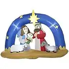 Outsunny Decoración Inflable de Navidad 157 cm con Luces LED IP44 Incluye Inflador Tipo Arco Bíblico del Nacimiento de Jesús para Fiestas Jardín Exterior 206x95x157 cm Multicolor