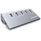 Primewire - Hub USB 3.0 Activo de 5 Puertos - USB3.2 Gen.1-5 en 1-4 USB Data, 1 USB Smart Charge - Alta Velocidad hasta 5 Gbits - con alimentación - para PC portátil Notebook Ultrabook MacBook