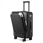 LEVEL8 Maleta de Cabina ABS+PC Equipaje de Mano Trolley Rígido Ligero Maletas de Viaje con 4 Ruedas Dobles Giratorias 360º y Candado TSA, 55x37x24CM, 36L, Negro