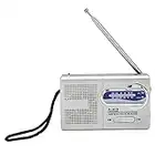 CCYLEZ Radio de Emergencia con Batería Am/FM Transistor Radio Altavoz Incorporado con Conector para Auriculares para Viajes Camping Regalo para Padres (Gris Plateado)