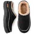 Zigzagger Men's Fuzzy Moccasin Slippers Indoor/Outdoor Fluffy House Shoes, Black,10-11 UK