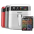 [NEW LANUCH] KOOC XL Large Air Fryer, 6.5 Quart Electric Air Fryer Oven, Free Cheat Sheet for Quick Reference, 1700W, LED Touch Digital Screen, 10 in 1, Customized Temp/Time, Nonstick Basket, White
