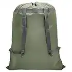 Army Green Laundry Bag Backpack, 27” x 34”Sturdy Laundry Bag with Shoulder Straps Drawstring Closure Heavy Duty Foldable Laundry Backpack for College, Travel, Laundromat, Apartment,Camping