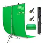 EMART Green Screen background with Stand 1.5x 2.6m(5x 8.5ft), 1.5x2.0m(5x7ft) GreenScreen with T-Shape Backdrop Support, Photography Studio Kit for Chroma Key, Video, Shooting, Streaming