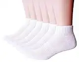 Women's Anti-Blister Moisture Wicking Athletic Ankle Quarter Cushion Cotton Socks White 6 Pairs