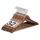 HOUSE DAY Wooden Hangers, 32pack Sturdy Wooden Coat Hangers, Strong Wooden Hangers for Clothes, Nice Look Wooden Clothes Hangers, Smooth & No Roughness Wood Hangers with 360° Rose Gold Hook - Walnut