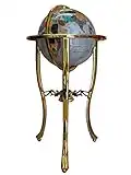 Unique Art 36-Inch by 13-Inch Floor Standing Pearl Ocean Gemstone World Globe with Gold Tripod