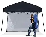 ABCCANOPY Pop up Gazebo With One Side Panel Upgraded Bag, Stakes and Ropes (10 x 10 ft Base / 8 x 8 ft Top, Black)