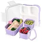 Genteen Bento Box for Kids, Kids Lunch Box with 3 Removable Compartments, Toddler Lunch Box for Daycare, School, Ideal Portion Size for Ages 3 to 7 BPA-Free Dishwasher Safe-Green - Purple