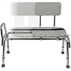 DMI Tub Transfer Bench and Shower Chair with Non Slip Aluminum Body, FSA Eligible, Adjustable Seat Height and Cut Out Access, Holds Weight up to 400 Lbs, Bath and Shower Safety, Transfer Bench