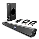 Sound Bar, TV Sound Bar with Subwoofer, 120W 2.1 Soundbar, Wired & Wireless Bluetooth 5.0 Speaker for TV, HDMI/Optical/Aux/USB, Wall Mountable, Bass Adjustable Surround Sound for Home Theater
