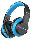 iClever Bluetooth Kids Headphones, BTH12 Colorful LED Lights Kids Wireless Headphones Over Ear with 74/85/94dB Volume Limited, 55H Playtime, Bluetooth 5.2, Built-in Mic for School/Tablet/PC