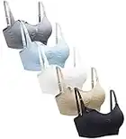 Suekaphin 5PACK Nursing Bra Wireless bra Women s Sleeping Maternity Bra Breastfeeding Bra 5pcs Pack Large Black Nude Gray White Lightblue