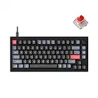 Keychron V1 Wired Custom Mechanical Keyboard Knob Version, 75% Layout QMK/VIA Programmable with Hot-swappable Keychron K Pro Red Switch Compatible with Mac Windows Linux Carbon Black (Non-Transparent)
