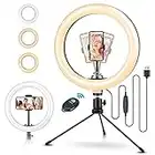 Luce per Selfie Foto, 10,2" Luce ad Anello con Treppiede Telecomando 120 LED 3 modalità 11 Livelli per TikTok Youtube Instagram Vlog Video Trucco iPhone Samsung Huawei Motorola ECC