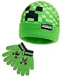 MINECRAFT Cappello a Cuffia Lavorato a Maglia Berretto Creeper per Ragazzi Ragazze Uomini Regalo per Gamer (Set 2 pezzi, Taglia unica)