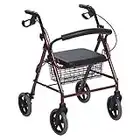 Roter faltender Aluminium Rollator - Wanderer mit 4 Rädern für Senioren