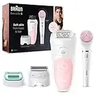 Braun Silk-épil 5 Beauty Set 4 en 1 SensoSmart Depiladora para depilación, con cabezal de afeitadora y recortadora, cepillo de limpieza facial, enchufe de 2 pines, 5-875, blanco/rosa