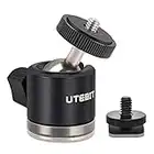 Tripod Ball Head, UTEBIT 360° Swivel Mini Ball Head with 1/4 Hot Shoe Mount for DSLR Cameras, Monitor, Tripods, Monopods, Light Stand, Max Load 3kg/6.6lbs