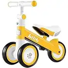 JOLLITO Vélo d'équilibre pour bébé, vélo réglable pour bébé de 12 à 24 Mois avec 3 Roues silencieuses, Jouet d'équitation pour garçons et Filles de 1 an (Yellow)