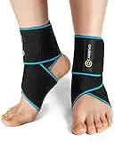 CAMBIVO Ankle Support Brace 2 Pack for Men and Women, Adjustable Foot Braces for Foot Pain, Heel Pain, Swelling, Injury Recovery, Achilles Tendon, Running, Hiking, Tennis, All-day-long Work (Blue)