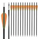 ELONG Fiberglass Crossbow Bolts 14 16Inch Hunting Archery Arrows with 3" Orange Vanes Flat Nock Replaced Arrowhead Tip(Pack of 12)