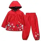 TURMIN Chubasquero Impermeable Niños Niñas Traje de Lluvia con Capucha Ropa Impermeable Chaqueta Deportiva Pantalones Bebé al Aire Libre Traje Chaqueta de Lluvia 0-5 Años-Rojo