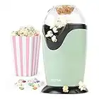 Petra PT0493GRVDEEU7 Heißluft Popcorn Maschine - 1200W süßes und salziges fettfreie gesunde Snacks ohne Öl, BPA-frei, 3 Minuten schnell und einfach Popcorn inkl. Mais Messbecher, Grün Retro-Look