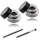 Xzeemo 2PCS Gel Eyeliner, Black and Brown Eyeliner, Lasting Eyeliner Waterproof, Cream Eyeliner, Eye Makeup Set with 2 Eyeliner Brush, Eye Makeup Tool, Smooth Eyeliner Gel for Professional or Beginner