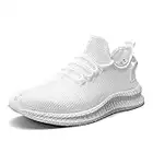 FUJEAK Herren Laufschuhe Herren Lässig Atmungsaktive Wanderschuhe Sport Athletic Sneakers Gym Tennis Slip On Bequeme Leichte Schuhe Weiß 44 EU