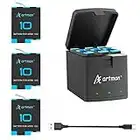 Artman Hero 11/10 Battery 3-Pack and 3-Channel Hero 11/10/9 Battery Charger for GoPro Hero 9/10/11 Black,Compatible with GoPro Hero 11/10/9 Battery and Charger