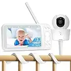 sodfim Baby Monitor with Camera and Audio, 5" 1080P HD Video Baby Monitor No WiFi, Long Range, 5000mAh Battery, Night Vision, 2-Way Talk, 2 Mounts, Remote Baby Camera Pan Tilt