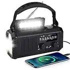 Nigecue 10000mAh Solar Radio, Tragbar Kurbelradio Dynamo Radio mit AM/FM, Eingebaute 10000mAh Wiederaufladbare Batterie, 3 Modi LED Taschenlampe, LED Leselampe, SOS-Alarm für Notfall Ourdoor