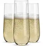 24 Stemless Plastic Champagne Flutes - 9 Oz Plastic Champagne Glasses | Clear Plastic Unbreakable Toasting Glasses |Shatterproof | Disposable | Reusable Perfect for Wedding Or Party