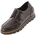 CALTO Men's Invisible Height Increasing Elevator Shoes - Dark Brown Pebble Grain Leather Lace-up Casual Shoes - 3 Inches Taller- G63811 - Size 9 D(M) US