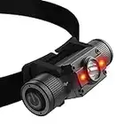 BORUIT HP300 Rechargeable Headlamp Super Bright 1000 Lumens Head Flashlight- 7 Light Mode Waterproof Head Lamp with Red Light for Adult Hunting Camping Fishing Running