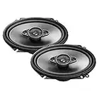 PIONEER TS-A682F A Series 6" x 8" 4-Way, 350 W Max Power, Carbon/Mica-Reinforced IMPP Cone, 11mm Tweeter and 11mm Super Tweeter and 1-5/8" Cone Midrange - Coaxial Speakers (Pair),Gray
