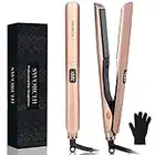 Lisseur Cheveux Professionnel Fer à Lisser Boucleur 2 en 1 Plaques de Céramique Tourmaline avec Écran LCD Température Réglable pour Cheveux Courts et Longs (Rose)