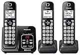 Panasonic Expandable Cordless Phone System with Link2Cell Bluetooth, Voice Assistant, Answering Machine and Call Blocking - 3 Cordless Handsets - KX-TGD663M (Metallic Black)
