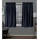 Exclusive Home Curtains Lot de 2 Panneaux supérieurs plissés occultants en Satin Bleu Paon 30 x 63 cm