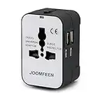 JOOMFEEN Adaptador Enchufe De Viaje, Internacional Enchufe Adaptador con 2 Puertos de USB, Universal Adaptador de Viaje para USA EU UK AU Americano China Canadá Acerca de más 200 Países