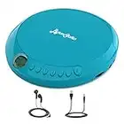 ByronStatics Portable Disc CD Player, Personal Walkman Anti-Skip Shockproof Protection, Lightweight, Headphones Jack, Powered DC or 2XAA Battery - Teal