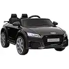 HOMCOM Audi TT Eléctrico Infantil Coche Juguete Niño 3 Años+ con Mando a Distancia con Música y Luces Modos de Aprendizaje Batería 12V Doble Apertura de Puerta 102x60x44 cm Negro