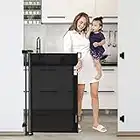 42-Inch Extra Tall Baby Gate 56" Wide Tall Dog Gate Retractable Baby Gates Adjustable Dog Gates for The House Indoor and Outdoor Pet Gate Mesh Baby Gate for Stairs, Doorways, Hallways, Black