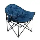 ALPHA CAMP Übergroßer Campingstuhl Faltbar Angelstuhl Gepolstert Campingsessel XXL Moonchair Klappstuhl bis 150KG mit Tragetasche und Getränkehaltern für Outdoor und Indoor,Dunkelblau