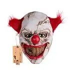 Hyaline&Dora Halloween Latex Clown Mask With Hair for Adults,Halloween Costume Party Props Masks (red hair)